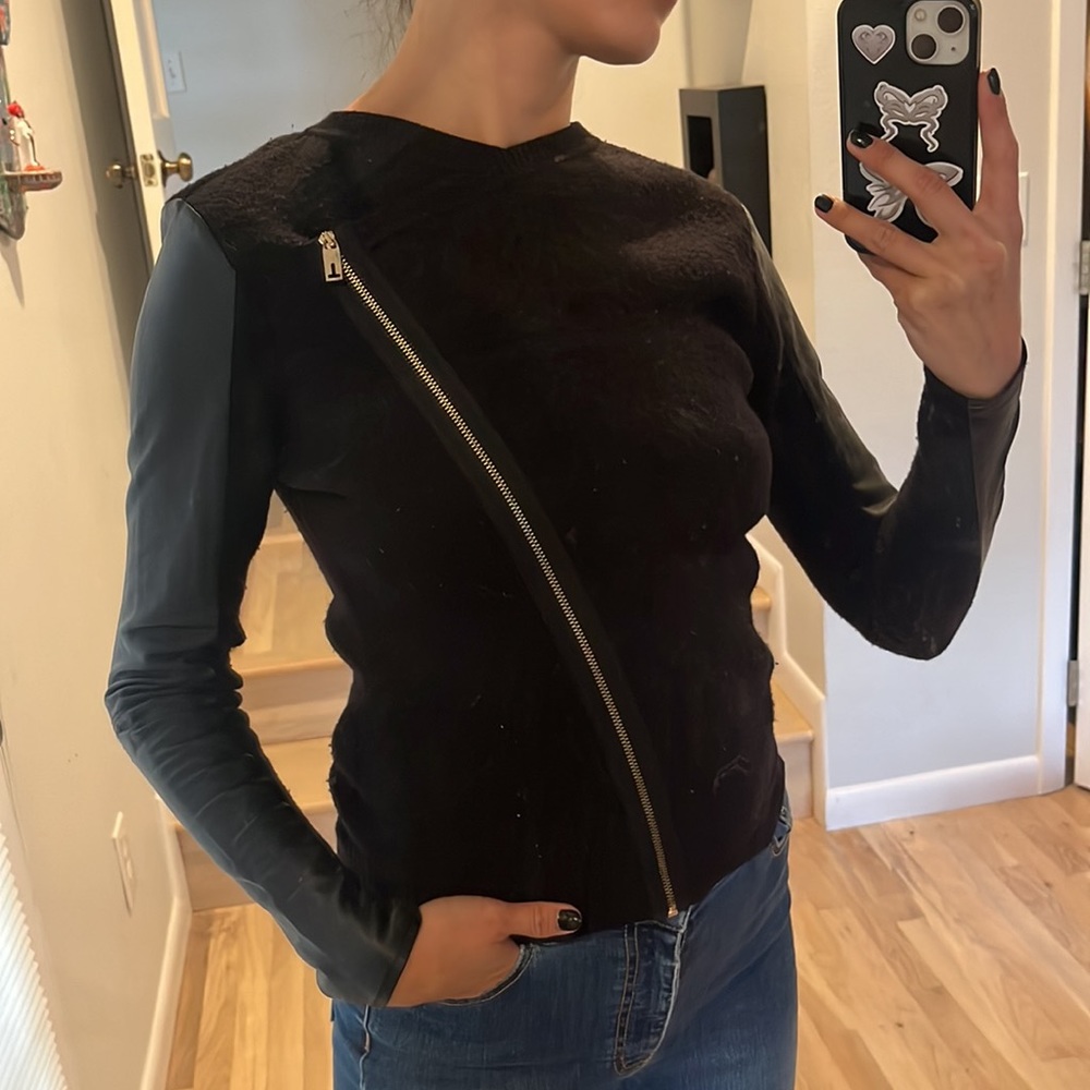 Ted Baker woolen jacket with leather sleeves.